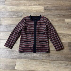 Talbots Boucle Stripe Blazer Sz L Tweed Jacket Preppy Old Money Office Career